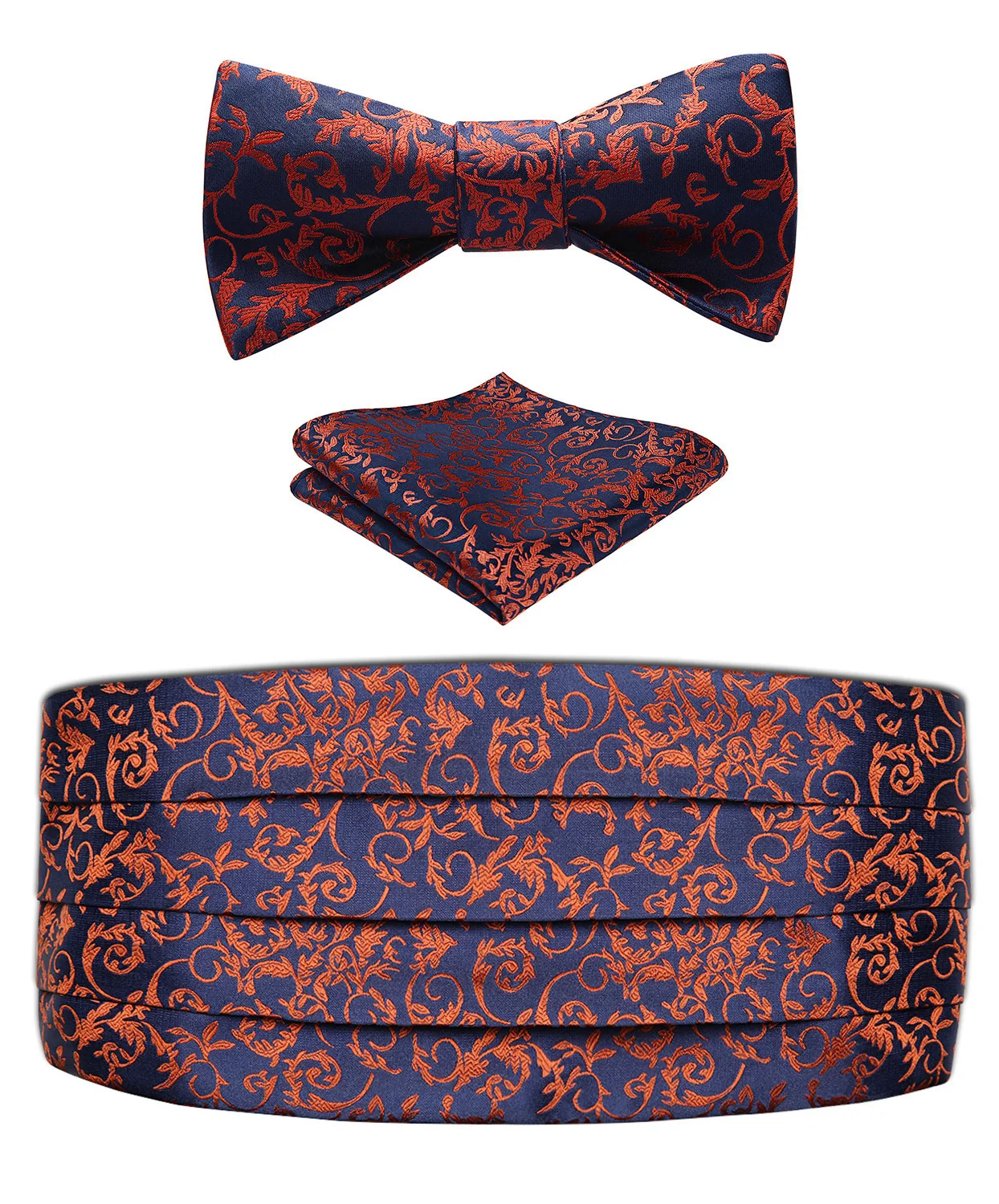  Classic Men's Floral Paisley Cummerbund & Pocket square& Various Fashion Patterns Bow tie Set