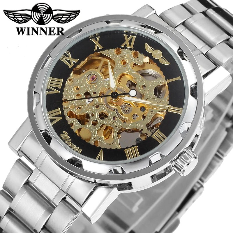 winner men's skeleton watch
