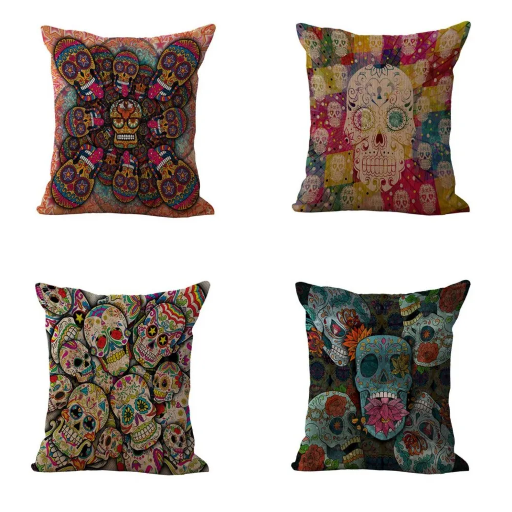 Wholesale-43-5x43-5cm-Skull-Printed-Cushion-Cover-Linen-Cotton-Throw-Pillow-No-Filling-Cushion-Case