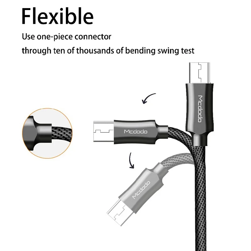 MCDODO المصغّر usb كابل 2A سريع شحن سلك البيانات الحبل المصغّر usb كابل الشاحن لسامسونج Xiaomi LG شاحن هاتف محمول يعمل بنظام تشغيل أندرويد كابلات