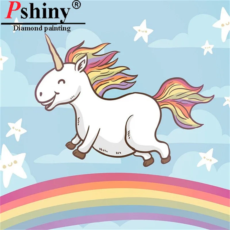 Алмазная вышивка PSHINY 5D DIY продажа картины животных из мультфильма единорог