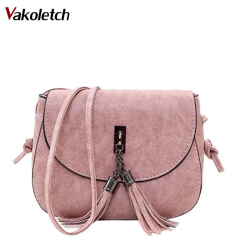 

2019 Women Bag Artificial Leather Tassel Shoulder Bag Small Saddle For Girls Crossbody Bags For Women Messenger Bags K38