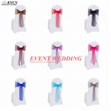 25 шт прозрачная лента на стул из органзы крышка стула бант резиночка Свадебные украшения для мероприятий