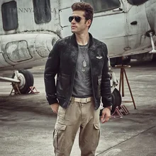 Мужская овечья шкура из импортной шерсти Авиатор B3 летная куртка черная короткая меховая кожаная куртка