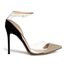 2016 New Fashion Pumps Shoes Women Elegant Office Shoes Transparent Mosaic Pointed Toe US Size 4-15 Women Shoes Handmade