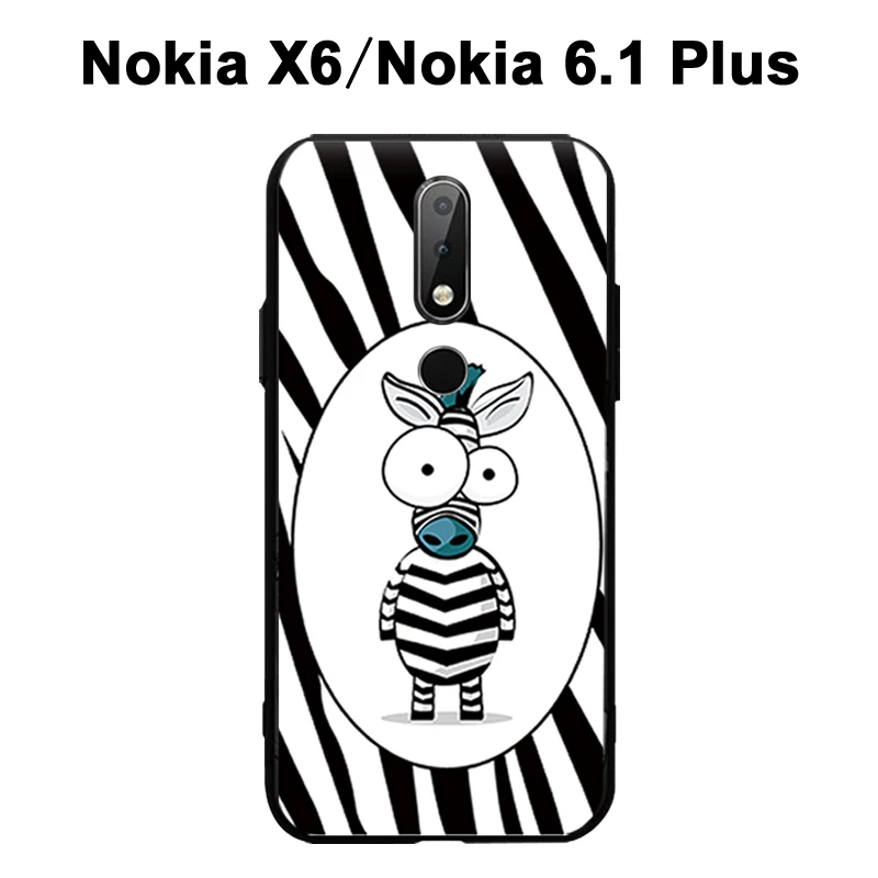 Чехол для Nokia 6 1 Plus черный рельефный 3D-чехол X6 силиконовый чехол телефона с