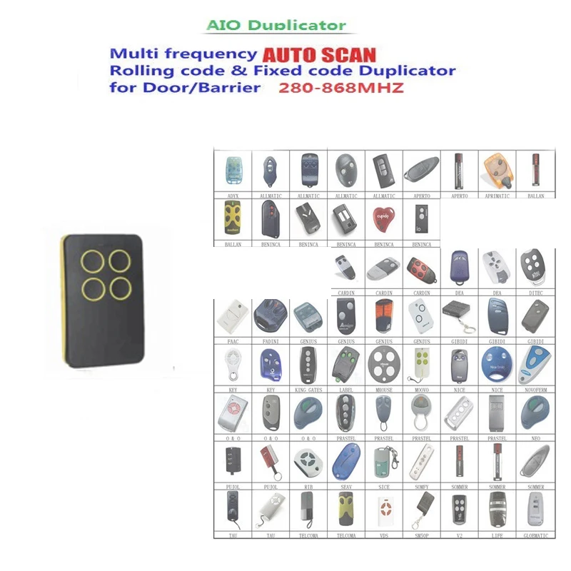 

Auto-Scan 280mhz - 868mhz Multi Frequency brand rolling code remote control duplicator NEW 2018