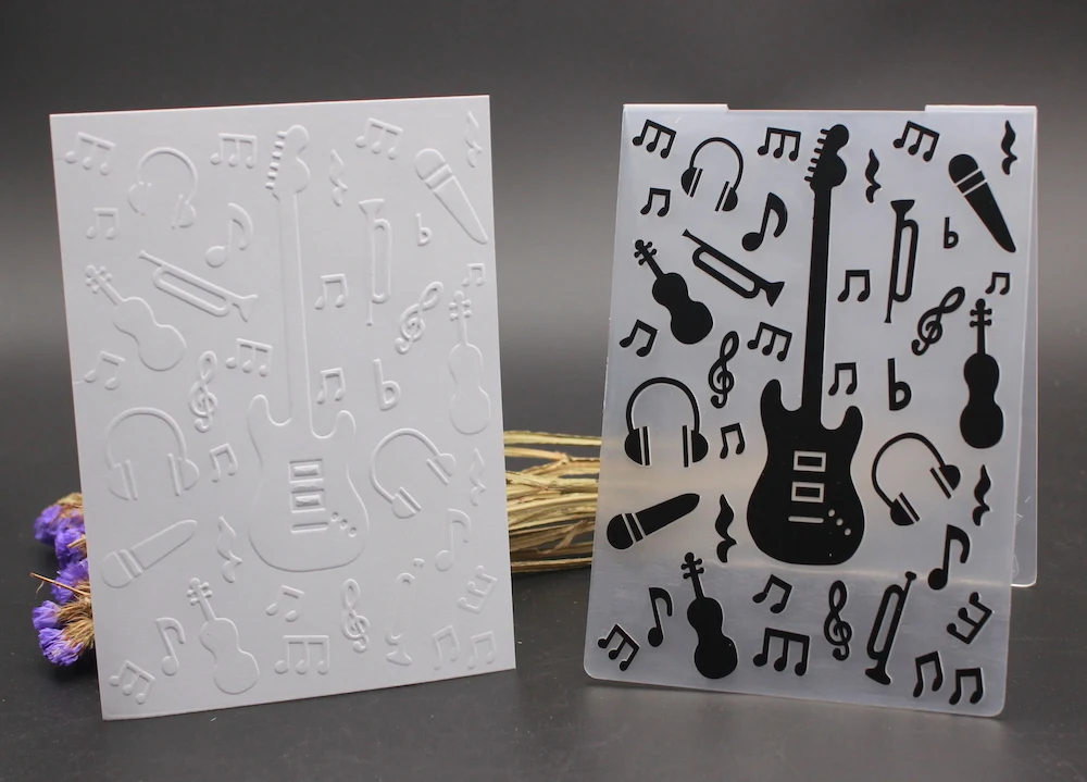 

AlinaCraft PLASTIC EMBOSSING FOLDER guitar music concert scrapbook album card gift packing decoration cutting dies paper craft