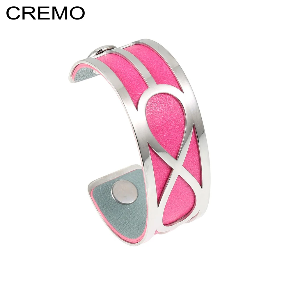 

Cremo Infinity Bracelets Bangles Agrent Stainless Steel Femme Manchette Jewelry Cuff Leather Reversible Pulseiras Bangles