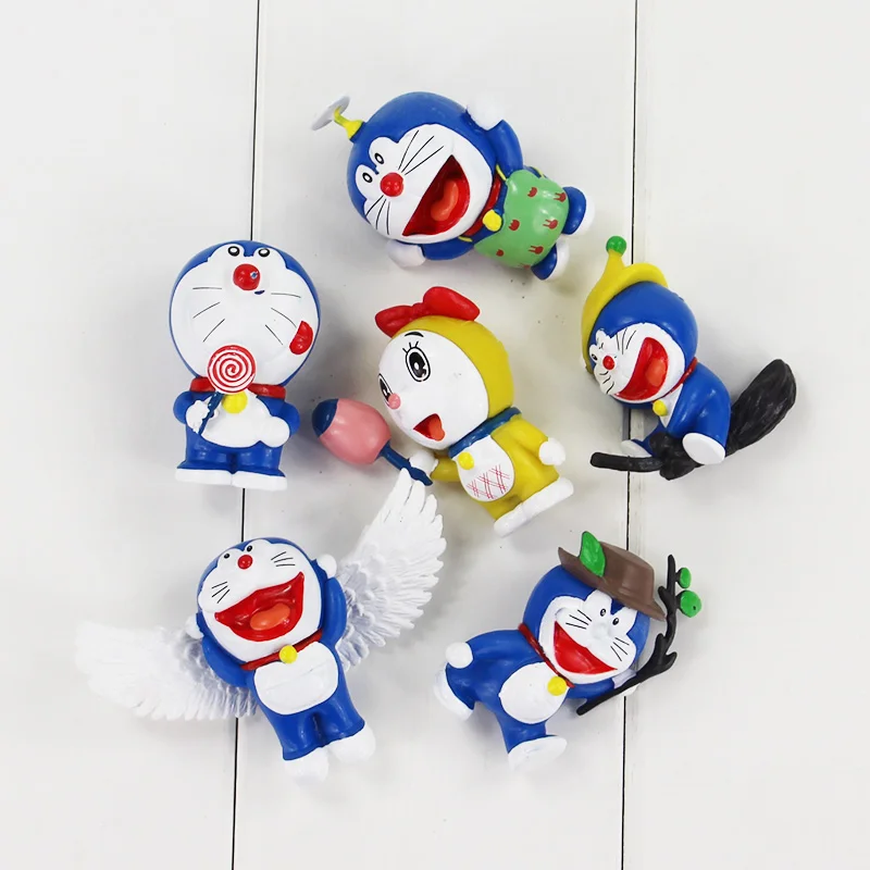 Doraemon Anime PVC Doll Figures 6Pcs/lot Cute Flying Doraemon Classic