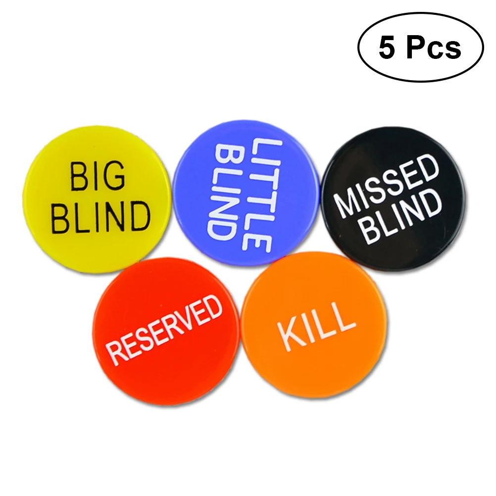 5 шт. маленькие слепые, большие слепые, пропущенные Bling, Kill, забронированные покерные кнопки Poker Buck Chips игра для покерной карты игральные игры