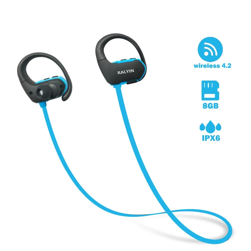 

Bluetooth headphone MP3 music player earphone with 8GB memory wireless headphones waterproof Sport MP3 Player headset microphone