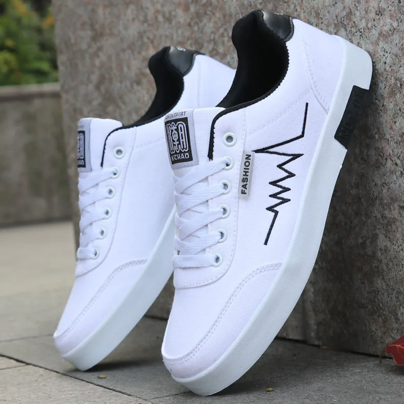 

2019 Spring Casual Men Shoes Men's Canvas Shoes Fashion Breathable Sneakers Lace-up Comfortable Wild Flat Leisure Male Footwear