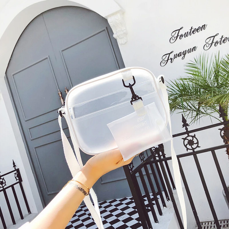 1 PC Transparent Messenger bag Women Fashion PVC Jelly Tote Shoulder Bag Handbags Purse HOT