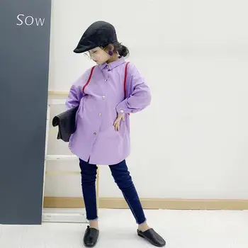 

Baby girls blouses 2019 sutumn new elegant purple shirts tops for children kids long sleeve cotton outerwear 3-12Y ws938