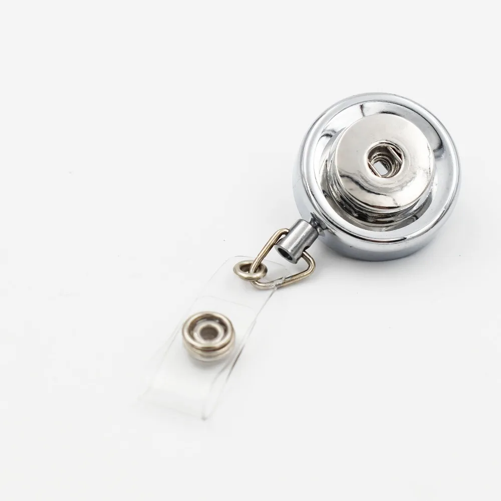 

10PCS Silver Snap Button Stretchable Eyeglass Holder ID Badge Holder Keychain Name Tag Holder Brooch Fit 18MM Snap Button
