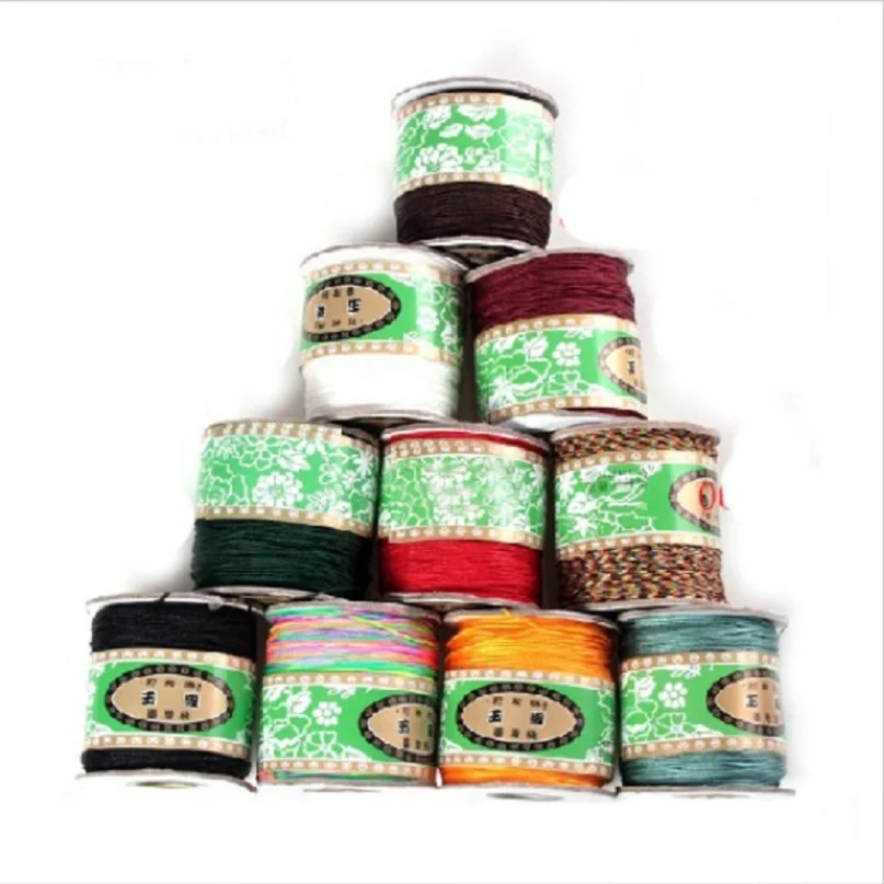 

Hot Sale 130m/roll 0.8mm Nylon Cord Thread Chinese Knot Cord Bracelet Braided String DIY Tassel jewelry finding