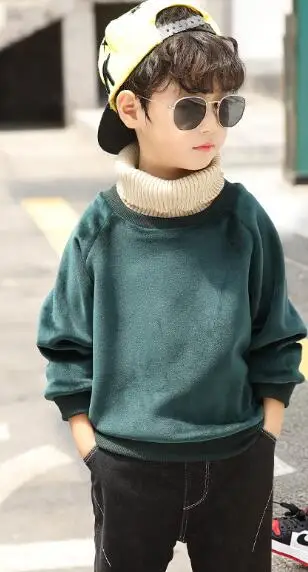 Подростковая детская флисовая толстовка осень-зима толстый свитер, водолазка для топы для мальчиков 10 для детей 12 лет одежда для детей Детский свитер - Цвет: Зеленый