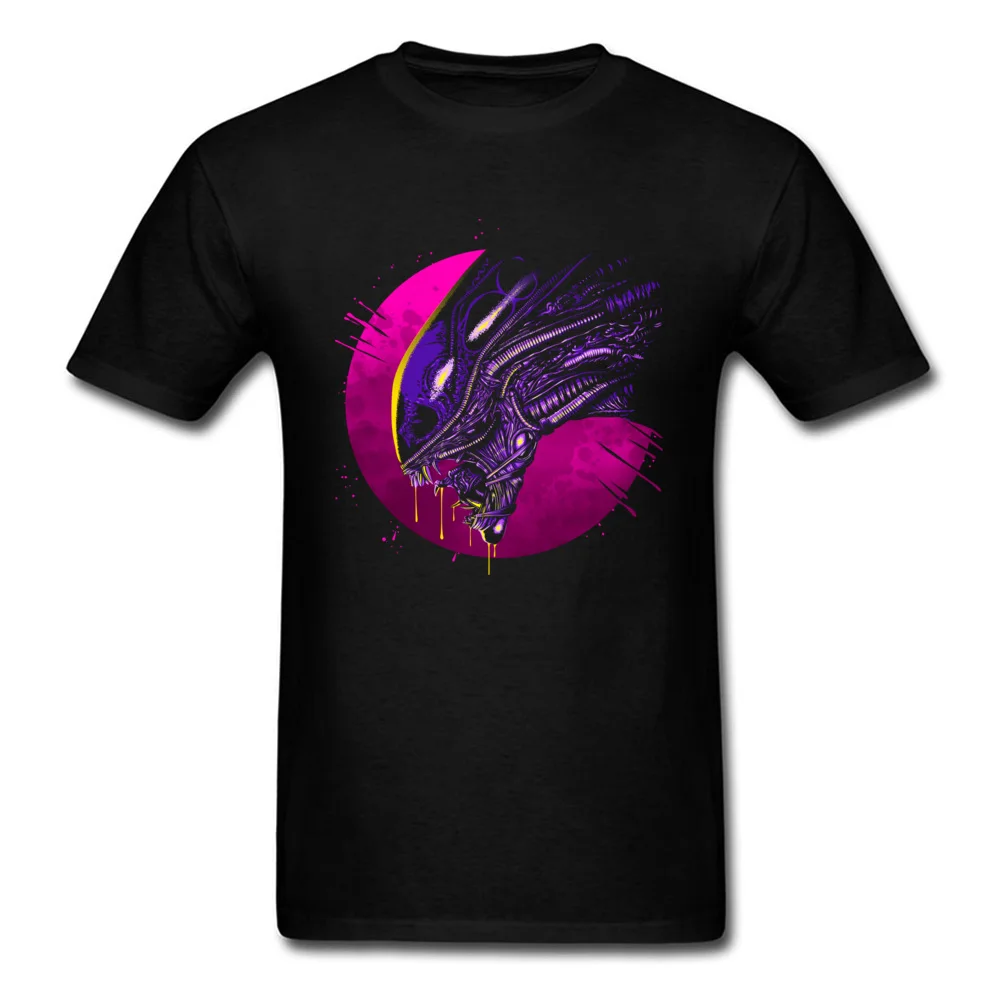 Psychedelic alien Pure Cotton Tops Shirts for Men Funny T Shirts Cool Prevailing Round Neck Tee Shirts Short Sleeve Psychedelic alien black