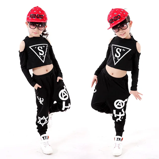 children hip hop dance costume personality girl dancing clothing