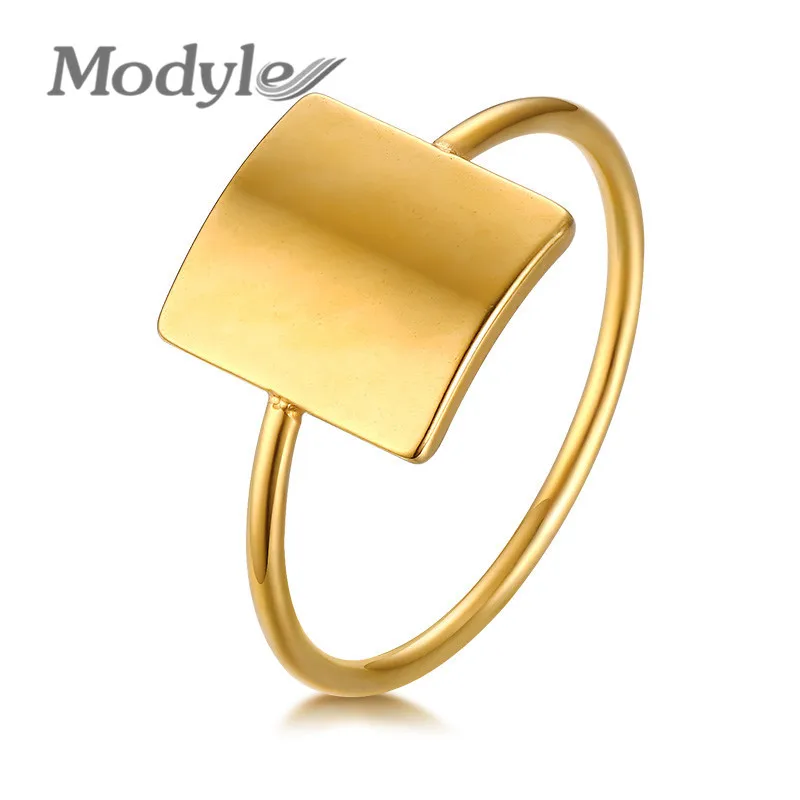 Новое Золотое квадратное обручальное кольцо из нержавеющей стали для женщин оптом