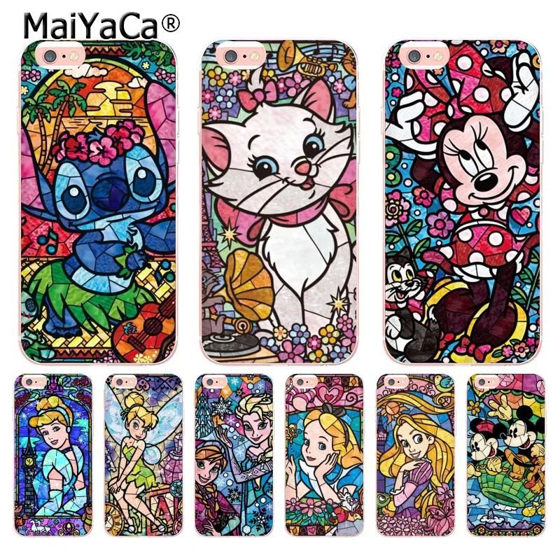 

MaiYaCa For iphone 7 6 X fairy tale stained Alice Stitch Mickey Mouse Marie Cat Phone Case for iPhone 8 6S 7Plus 5s SE XR XS MAX