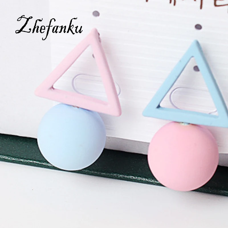 

Fashion 1Pair Triangle Stud Earrings Different Candy Color Earrings For Women Stud Earrings Korean Style Jewelry