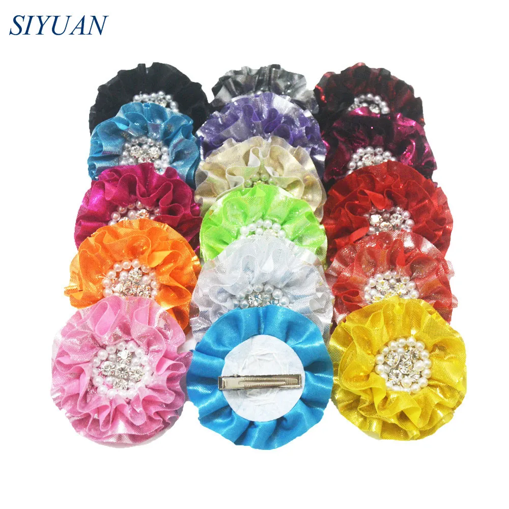 50pcs/lot Alligator Alloy Hair Clip with 3.2'' Large Metallic Fabric