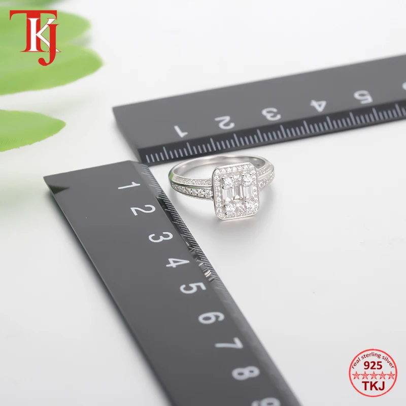 TKJ Настоящее серебро 925 проба обручальное кольцо AAA кубический циркон женские обручальные кольца вечерние юбилейные ювелирные изделия подарок