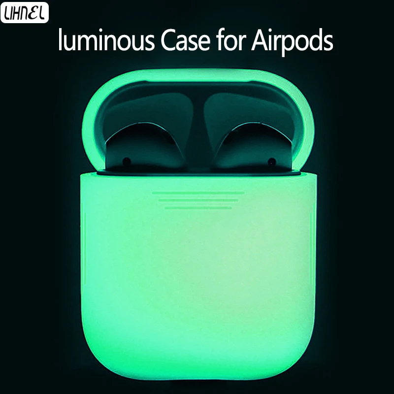

Luminous TPU Silicon Case For Airpods Candy Color Earphone Protective Cover Daily Waterproof for iphone 7 8 Headset with Hook