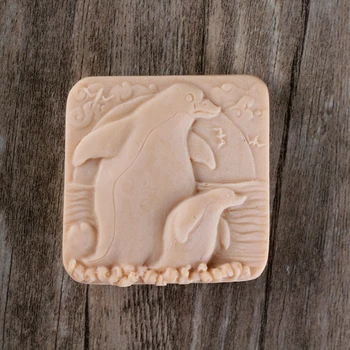 

Silicone Soap Bar Mold Square with Penguin Pattern Natural Handmade Bath Bomb Mould