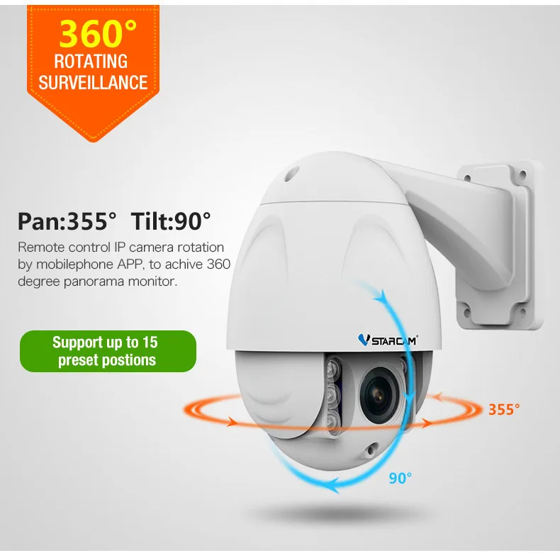 VStarcam c34s-x4 1080 P Full HD IP Камера с водонепроницаемыми уровне IP65, h.264 cmos 2.0mp, 30 м ИК distan