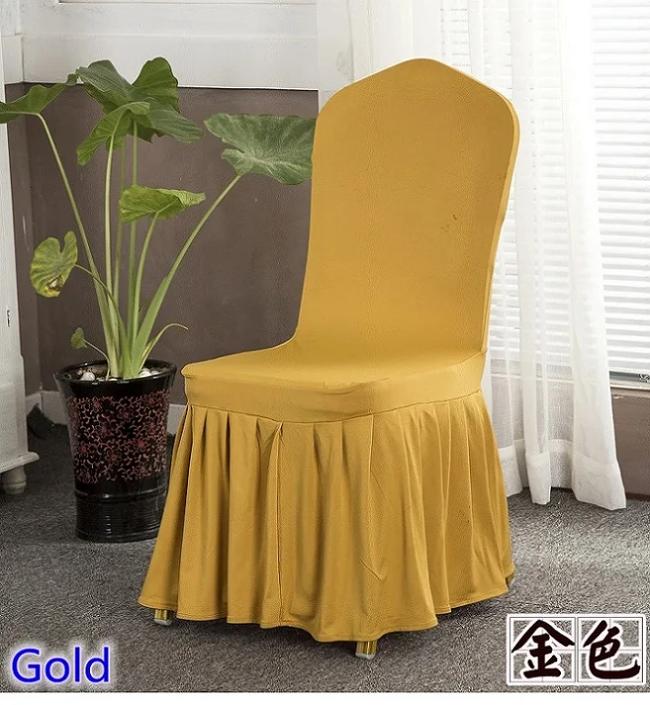 Чехол для стула из лайкры с юбкой по всей поверхности нижней части стула из спандекса плиссированная юбка Чехол для стула для украшения свадебной вечеринки - Цвет: GOLD