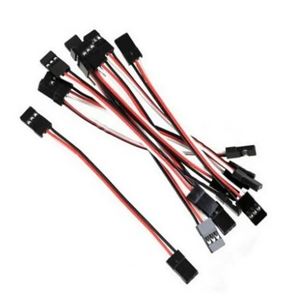 

10Pcs 100mm Servo Extension Lead Wire Cable For RC Futaba JR Male to male 1 to 3 single JST plug