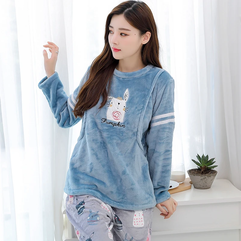 Autumn and winter maternity suits postpartum nursing cotton home clothing causual pajamas for pregnant women pregnancy clothes