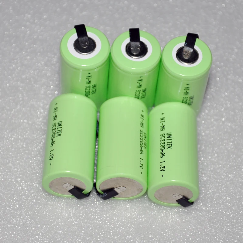 10-16 шт Sub C SC 1,2 V аккумуляторная батарея 2200mah Ni-MH nimh ячейка с вкладкой для сварки штифтов для пылесоса электрическая дрель