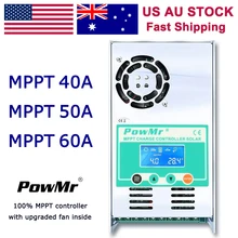 PowMr 60A 50A 40A MPPT Solar Charge Controllers 12V 24V 36V 48V Auto 190V PV LCD Display Lead Acid Lithium Battery Regulator