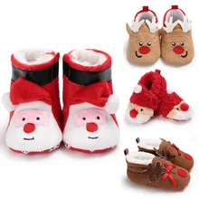 Симпатичная одежда для малышей теплые зимние сапоги для рождественской вечеринки для детей, на мягкой подошве тапочки кроватки Санта Клаус обувь