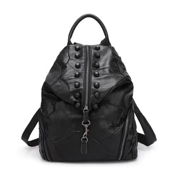 

Fashion Panelled Designer Women Bag Genuine Leather Backpack Young girl's Bag Luxury Large Capacity Female School Bag Travel Bag