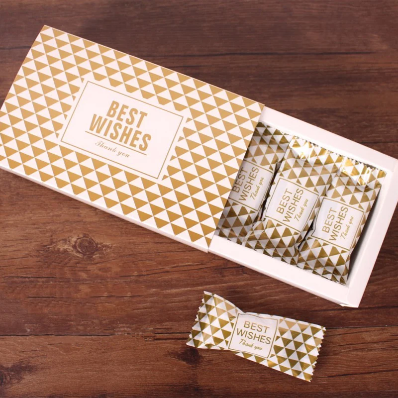 10 шт. золотистая бумага подарочная коробка Лучшие пожелания Свадебная коробочка для сладостей подарочная упаковка из картона коробка бумажный ящик мешочки, принадлежности для праздника