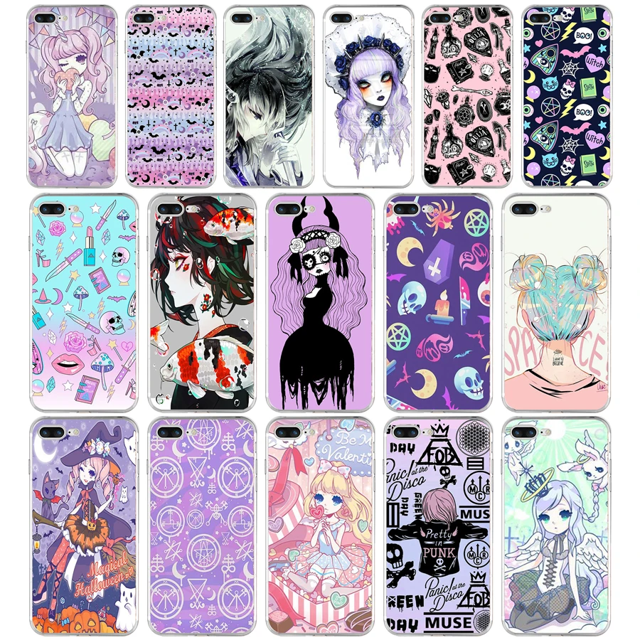 138AQ Girly Pastel Witch Goth Мягкий ТПУ силиконовый чехол для Apple iPhone 6 6s 7 8 plus | Мобильные