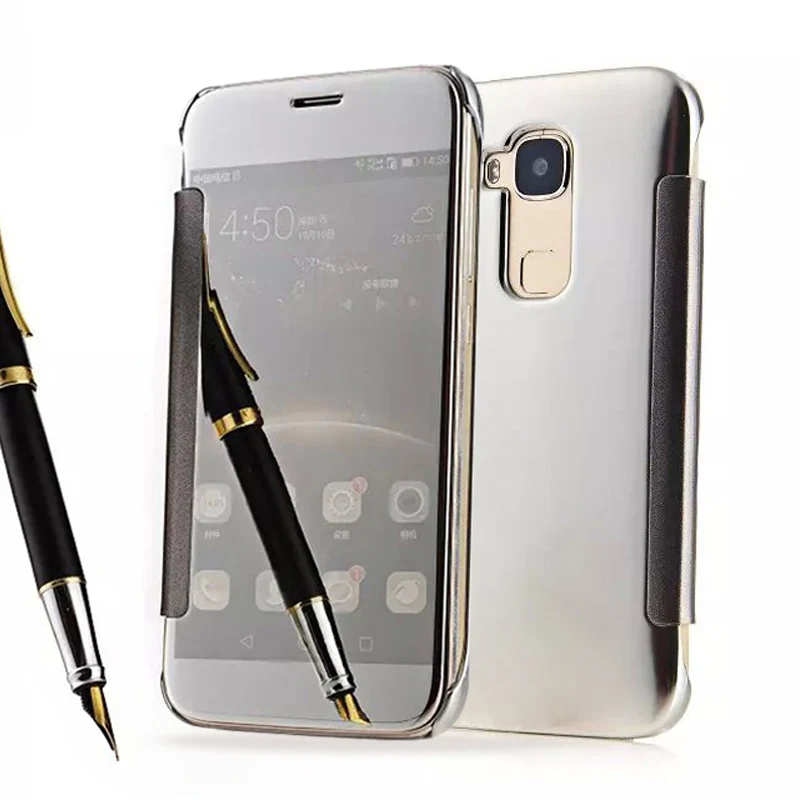 

GX8 Luxury Mirror Flip Case For Huawei GX8 G7 Plus G8 Hard Clear View Cover For Huawei G8 Fundas 5.5 inch Phone Cases Shell
