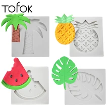 

Tofok Silicone Coconut Tree Watermelon Pineapple Turtle Leaf Shape Cake Mold Chocolate Cutting Die Summer Party Bake Decor Tool