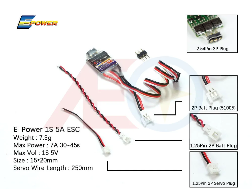 AEORC E-power ESC контроллер скорости двигателя 1s5a 2S5A 10A 20A 30A 40A бесщеточный ESC с UBEC сварочная вилка для RC самолета, FPV дрона