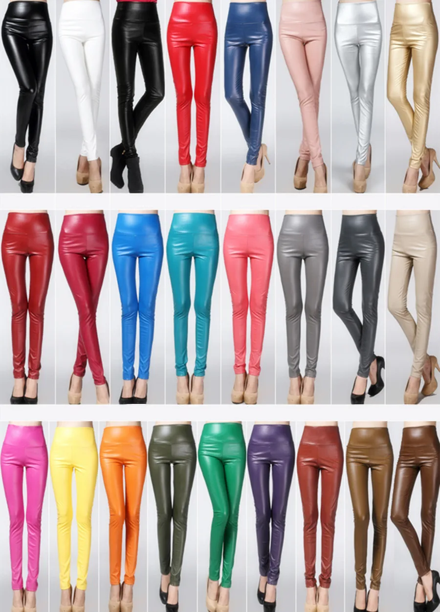 New 2019 winter spring women ladies warm PU Leather pants