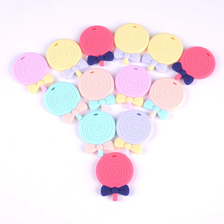 Lollipop Teether Slicone Siclica Get FDA Baby Chewable Necklace Toy Silicone Beads T | Мать и ребенок