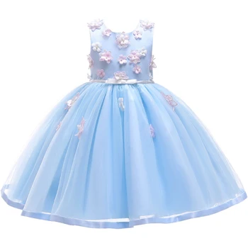 

4204 Flowers Costume Floral Princess Baby Girls Dresses Summer Wedding Party Kids Dresses For Girls Wholesale baby girl clothes