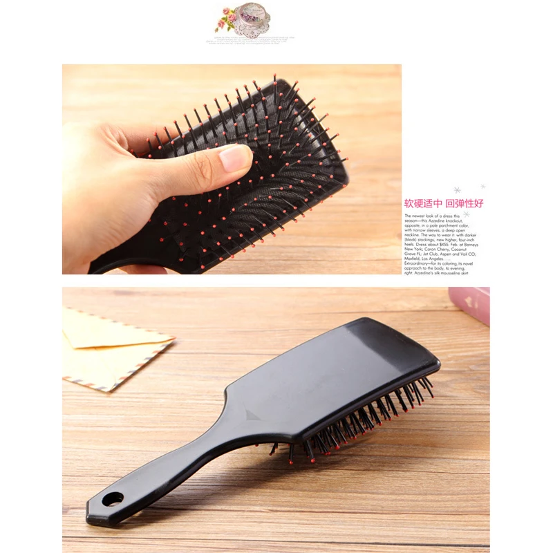 23*7.5cm Big Large Black Hair Styling Best Cheap Professional Plastic Women Girls Hair Massage Comb Brush