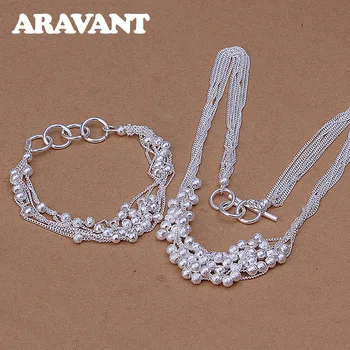 

Bride Wedding Party Jewelry Sets 925 Silver Jewelry Six Chain Scrub Beads Necklaces Bracelets Jewelry For Women Best Gifts