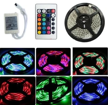 #Best high quality No Waterproof 3528 SMD RGB LED Strip Light DC 12V 5 meters 60led m LED Flexible Light Strip with remote controller